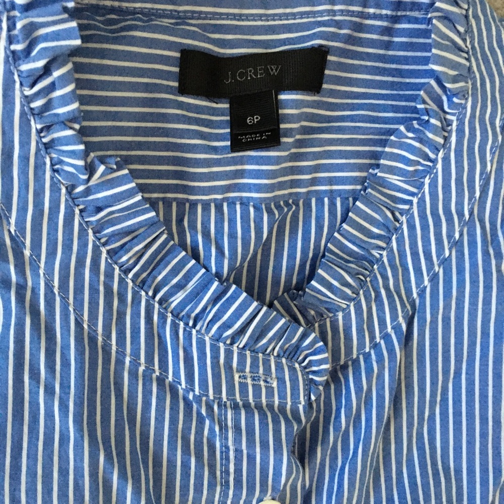 J.Crew Ruffle Trim Popover Short Sleeve Shirt - Picture 6 of 7